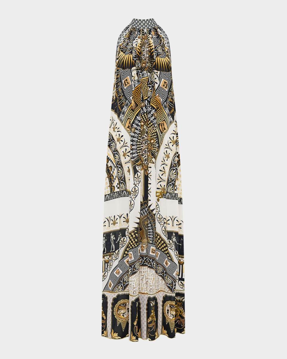 Temples of Dendara Tie-Neck Maxi Dress